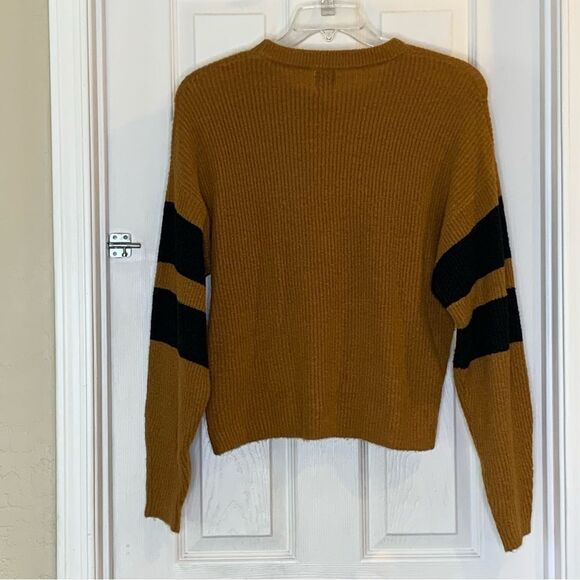 Anthropologie John + Jenn Women's Burnt Orange Sweater with Black Stripes Small - Picture 8 of 8